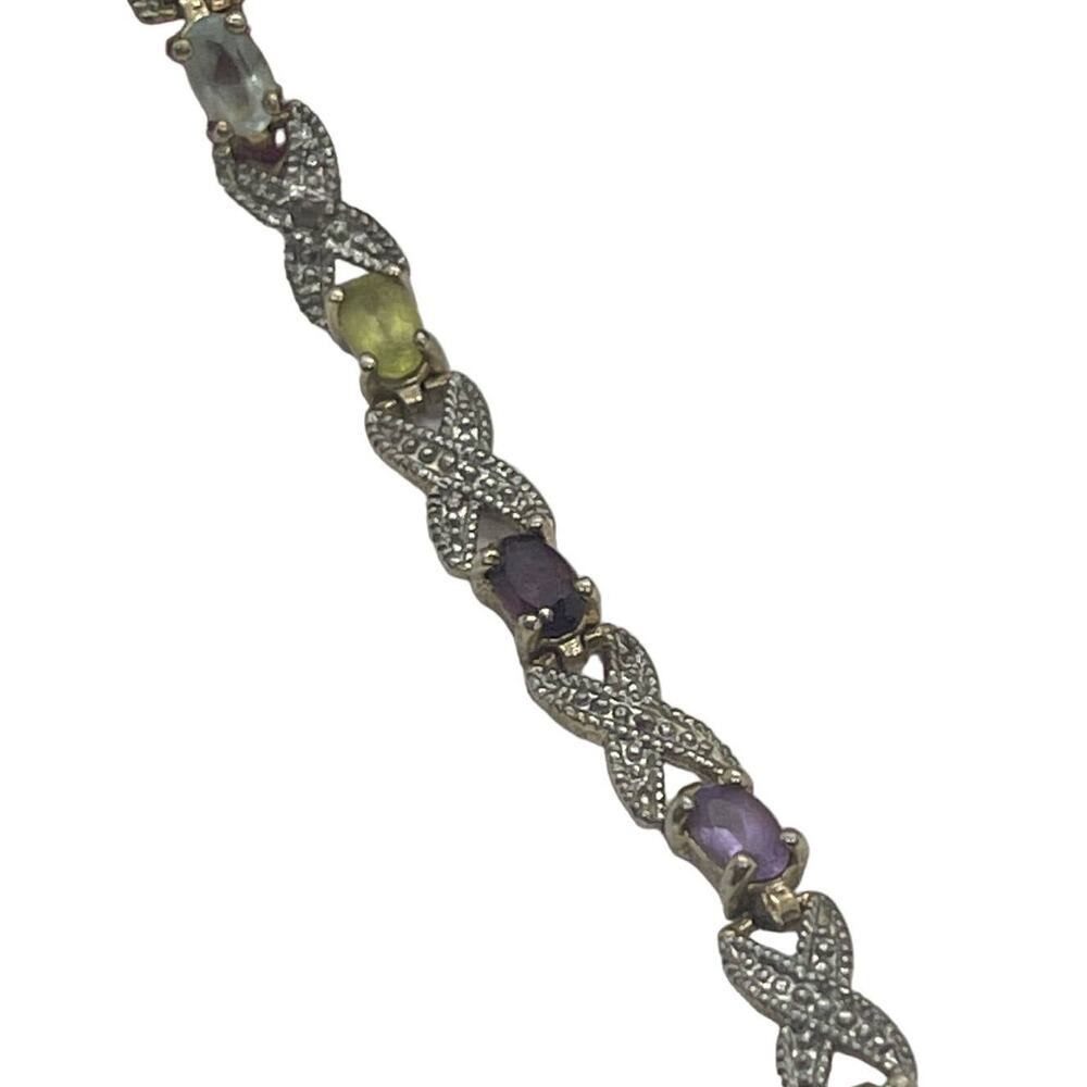 Sterling Silver Bracelet 925 DBJ Tennis Victoria Townsend Amethyst Topaz 7.25